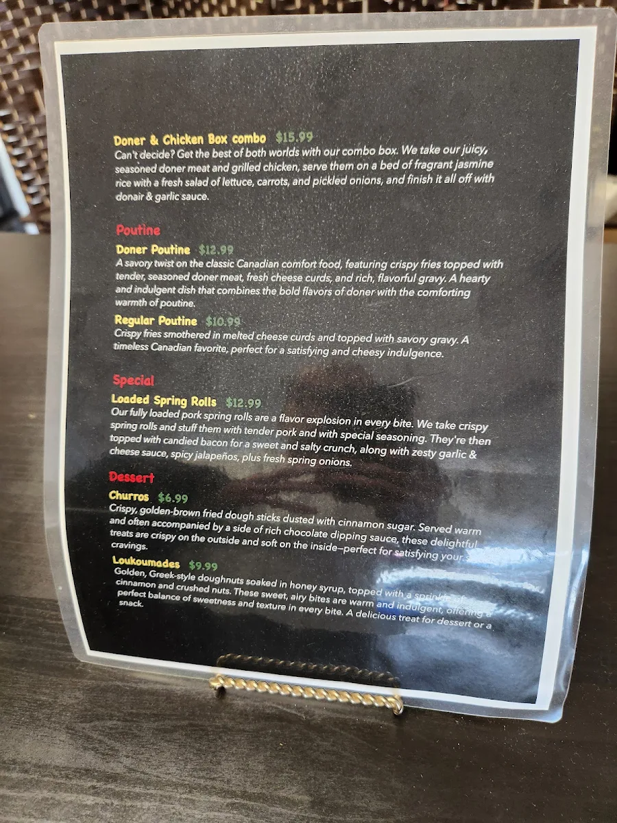 Menu, Paul's Döner Spot