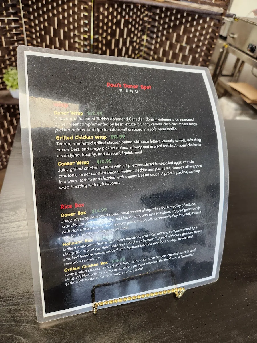 Menu, Paul's Döner Spot