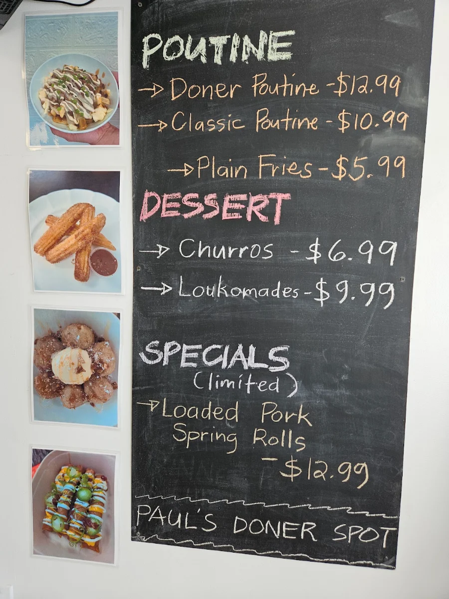 Menu, Paul's Döner Spot