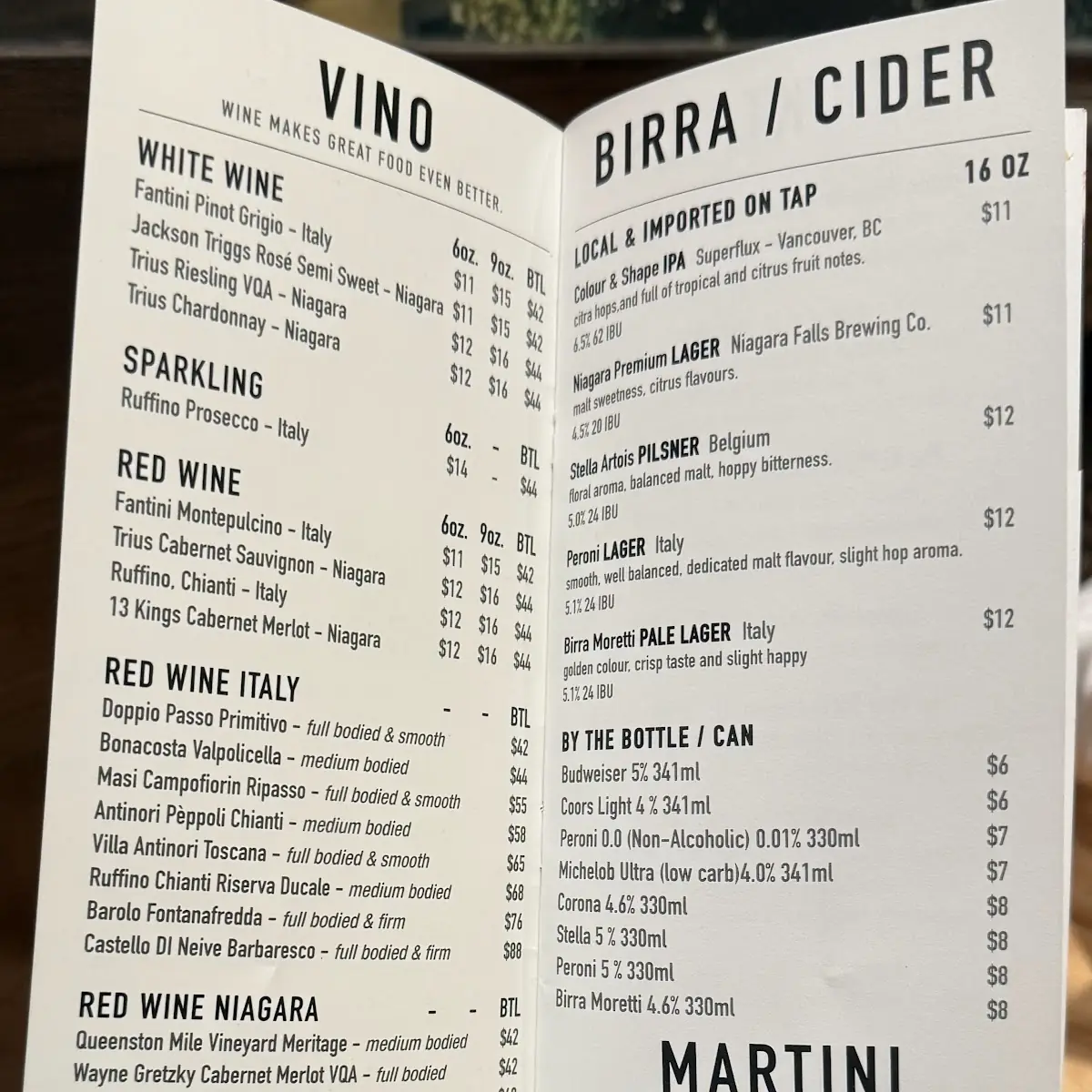 Menu, Antica Pizzeria & Ristorante