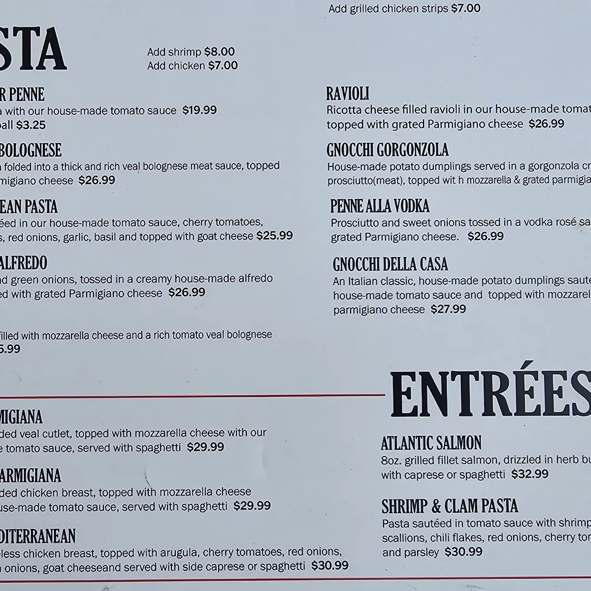 Menu, Antica Pizzeria & Ristorante