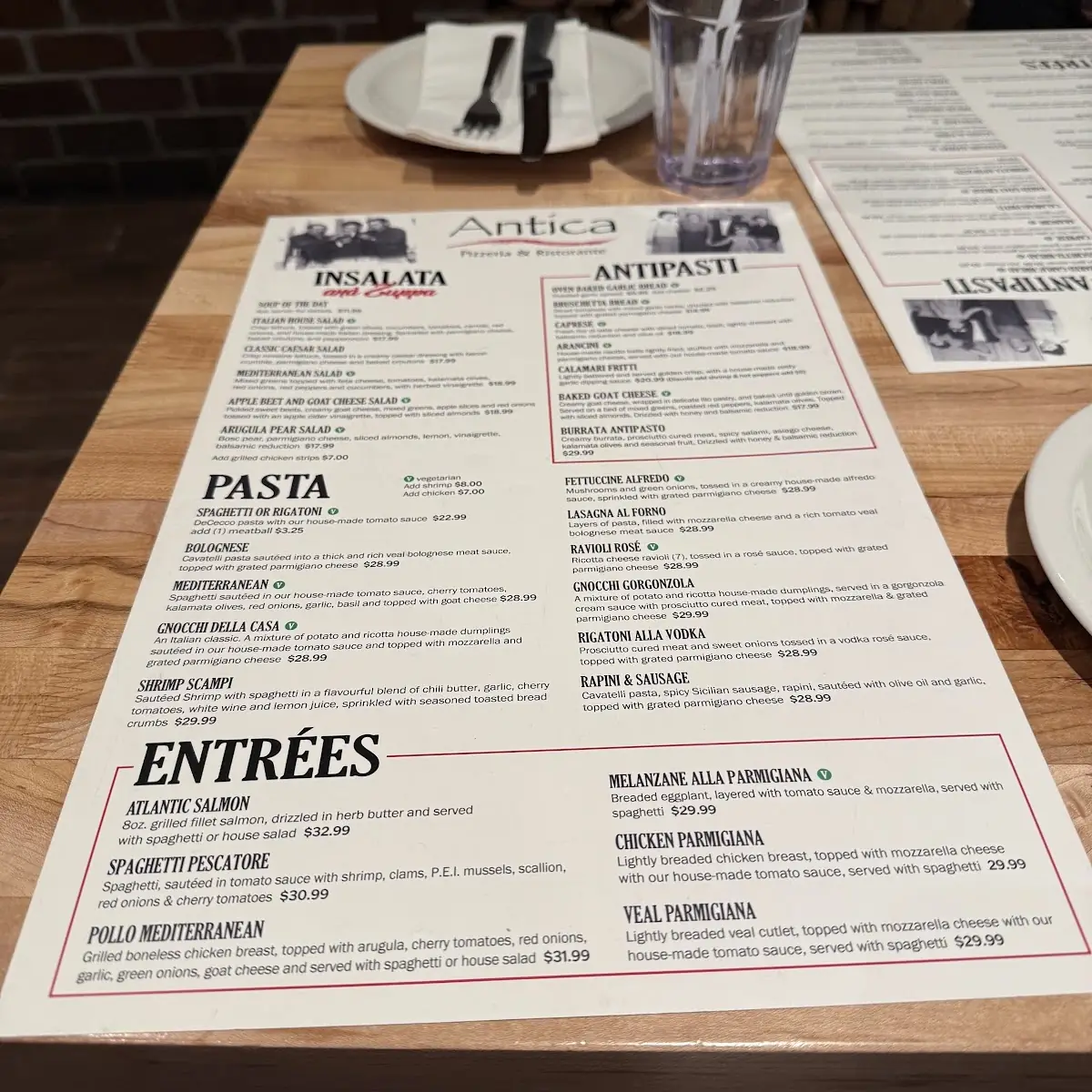 Menu, Antica Pizzeria & Ristorante