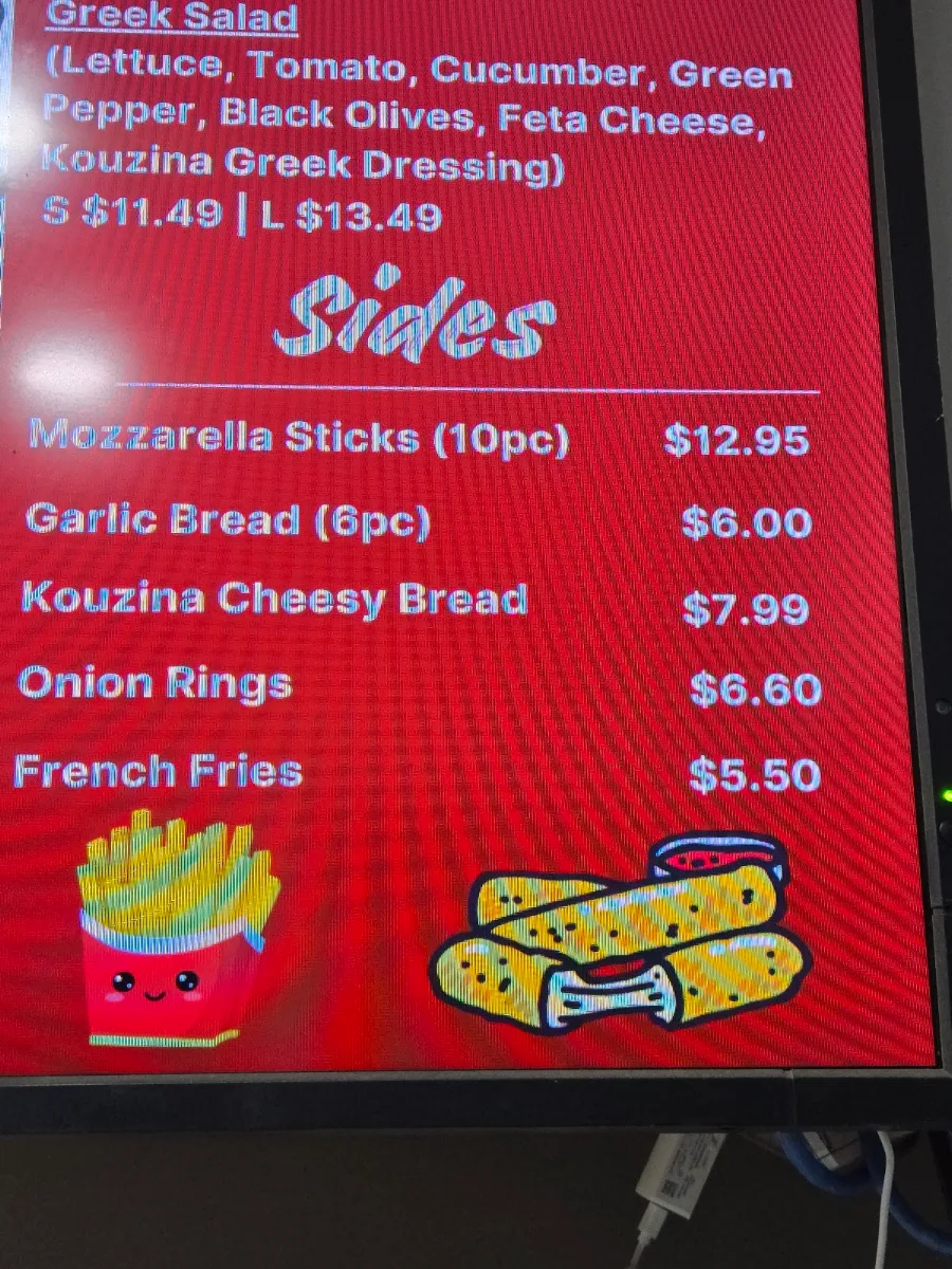 Menu, Kouzina Pizza