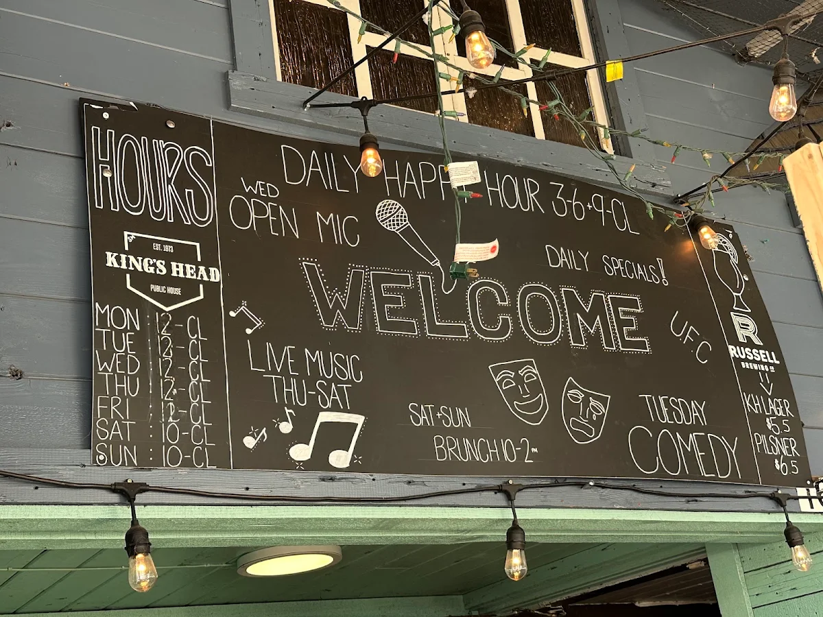Menu, The King's Head Public House