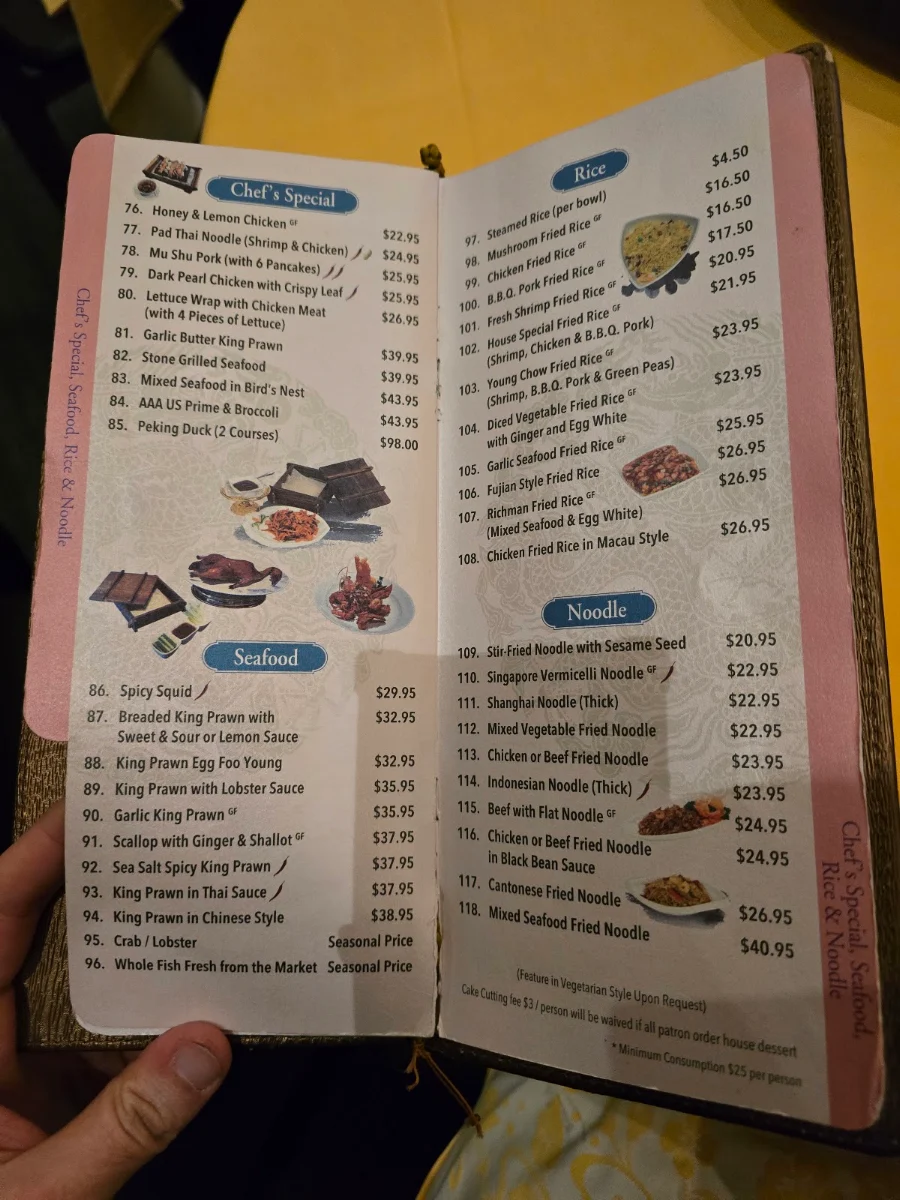 Menu, Cynthia's Chinese Restaurant - Oakville