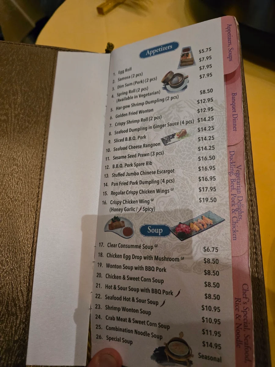 Menu, Cynthia's Chinese Restaurant - Oakville