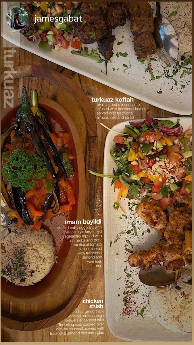 Menu, Turkuaz Turkish Cuisine