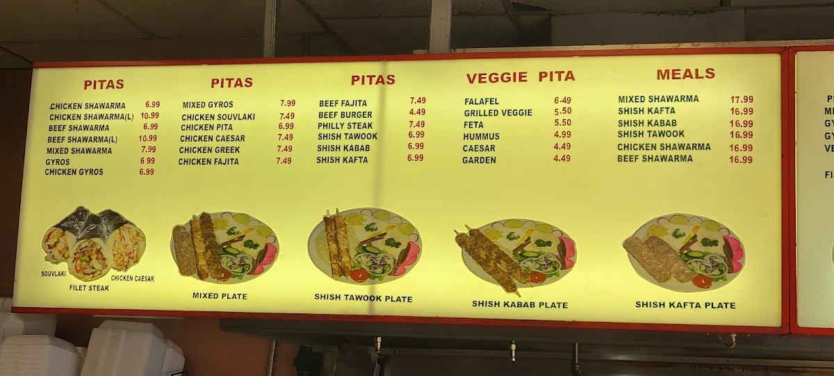 Menu, Shawarma Hot Spot