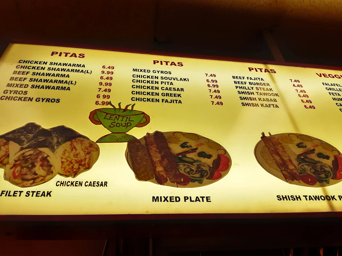 Menu, Shawarma Hot Spot