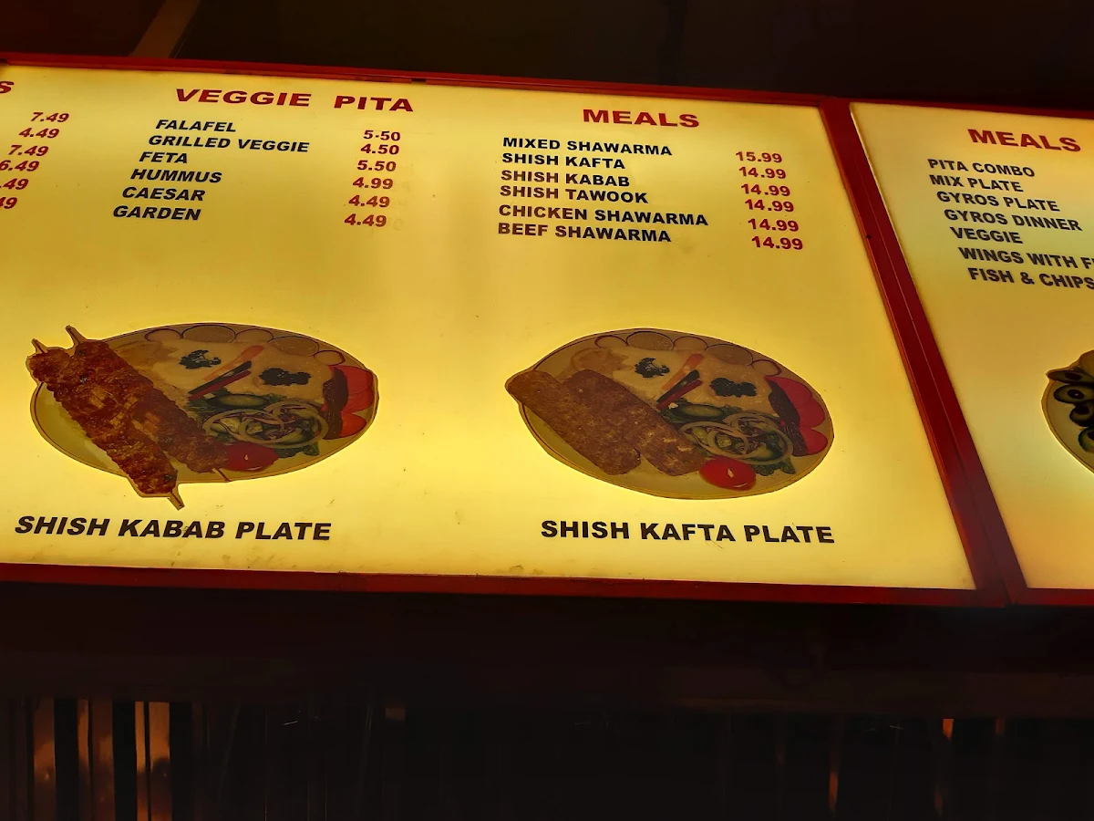 Menu, Shawarma Hot Spot