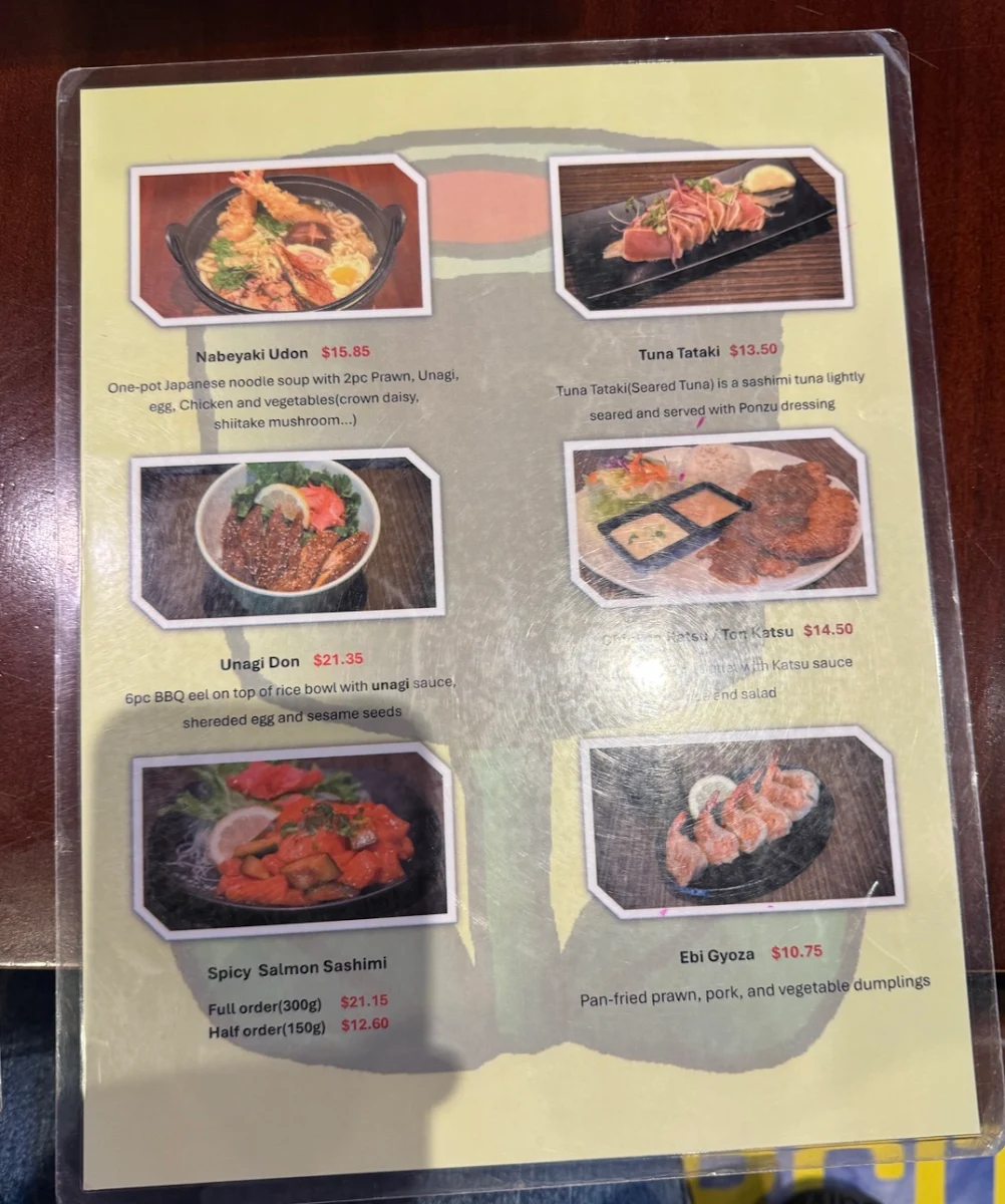 Menu, Sushi Garden Highgate