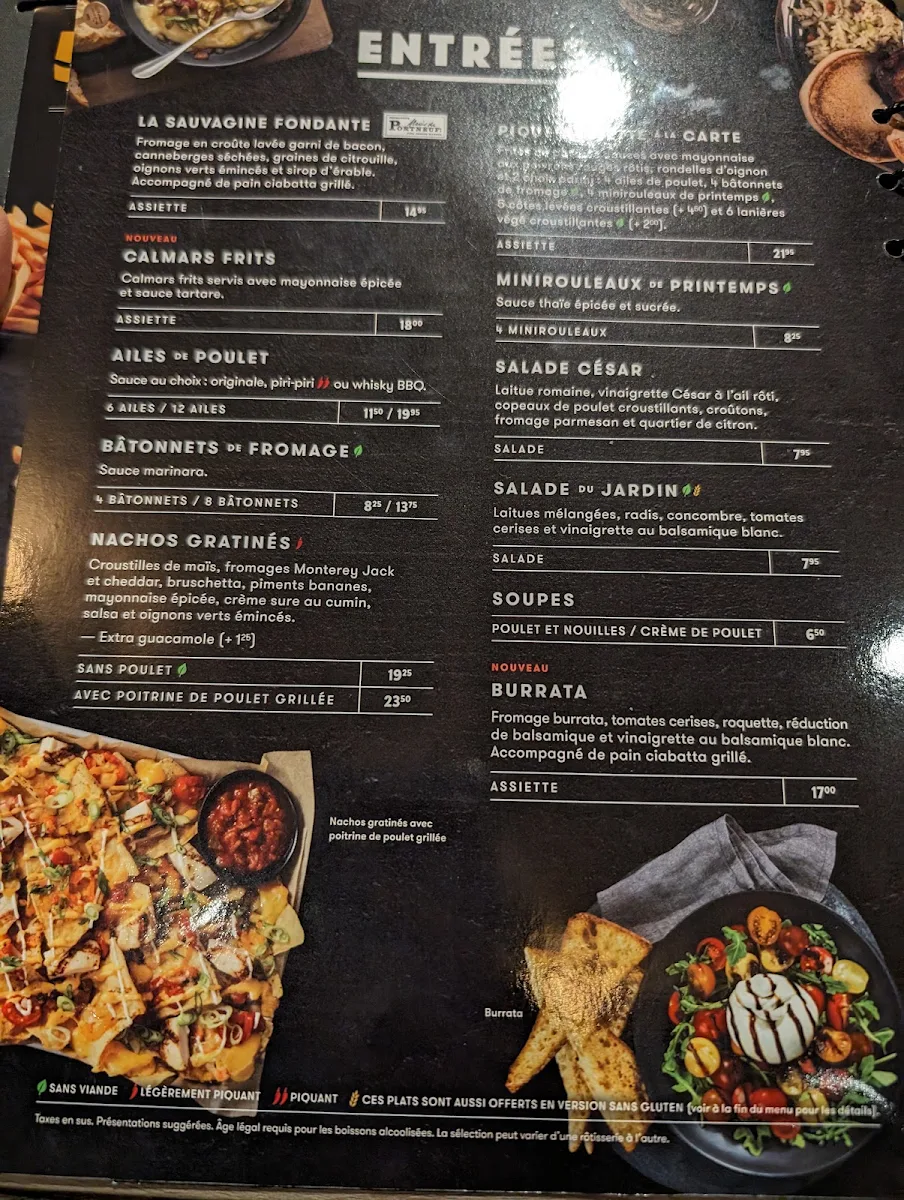 Menu, Rôtisserie St-Hubert