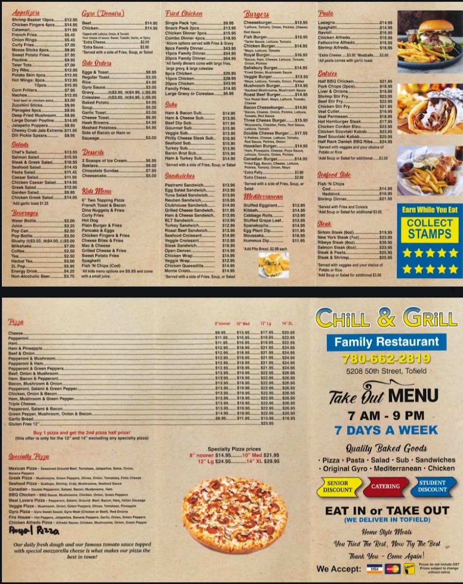 Menu, Chill and Grill Family Restaurant