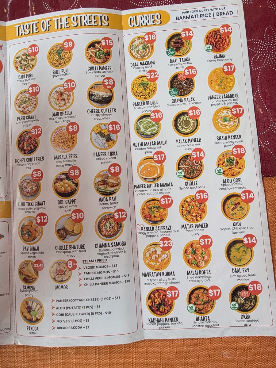 Menu, Lala Masala