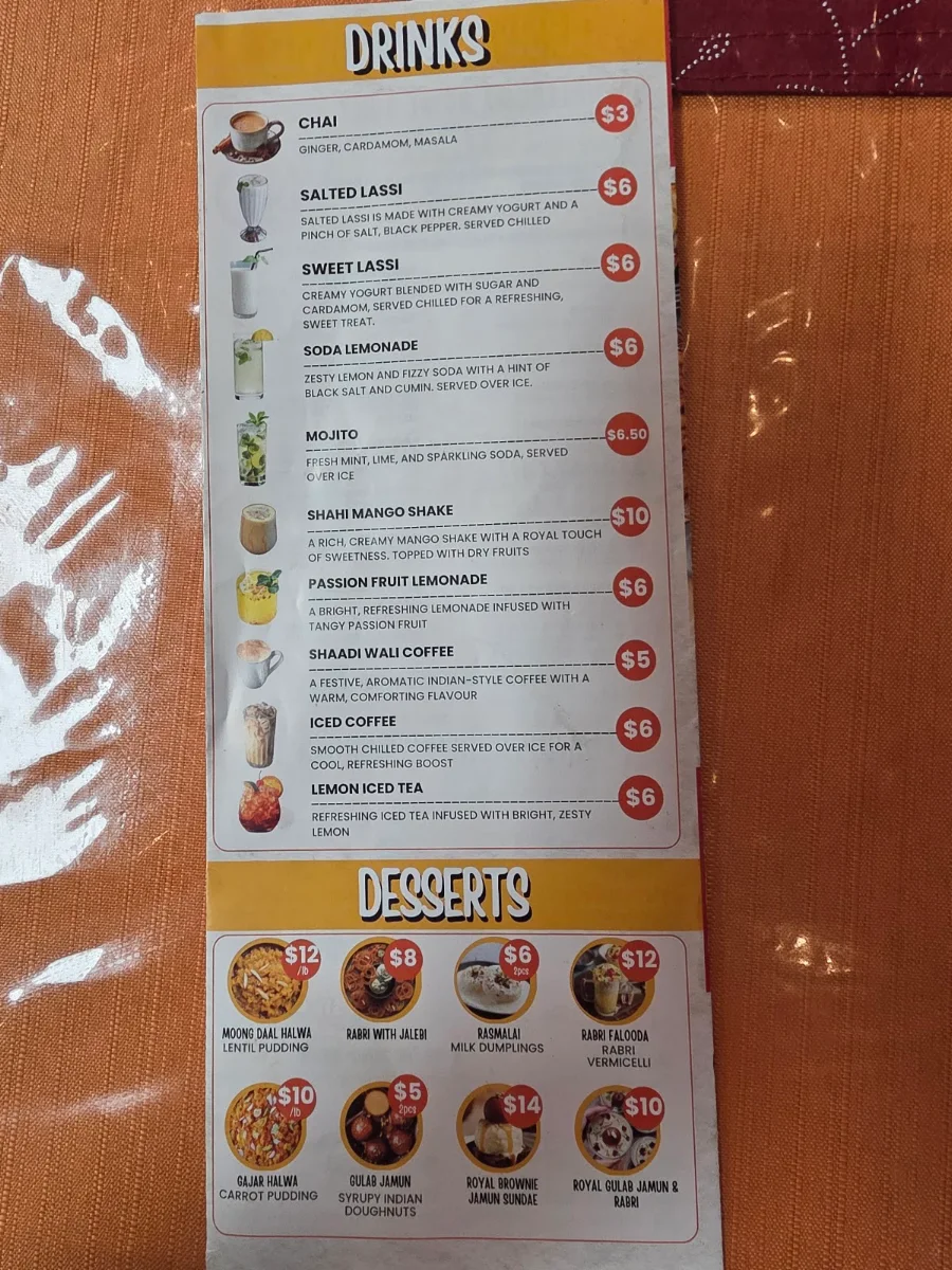 Menu, Lala Masala