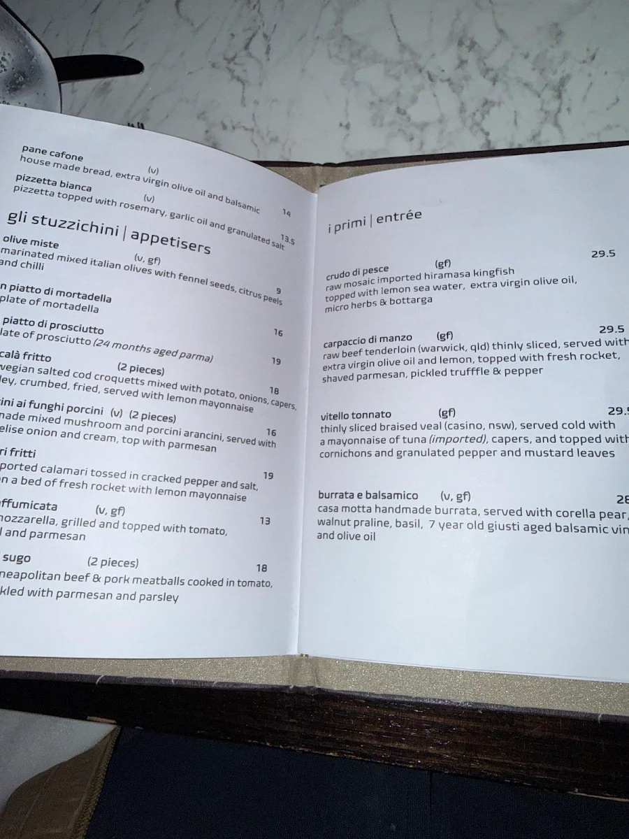 Menu, Ristorante Tartufo