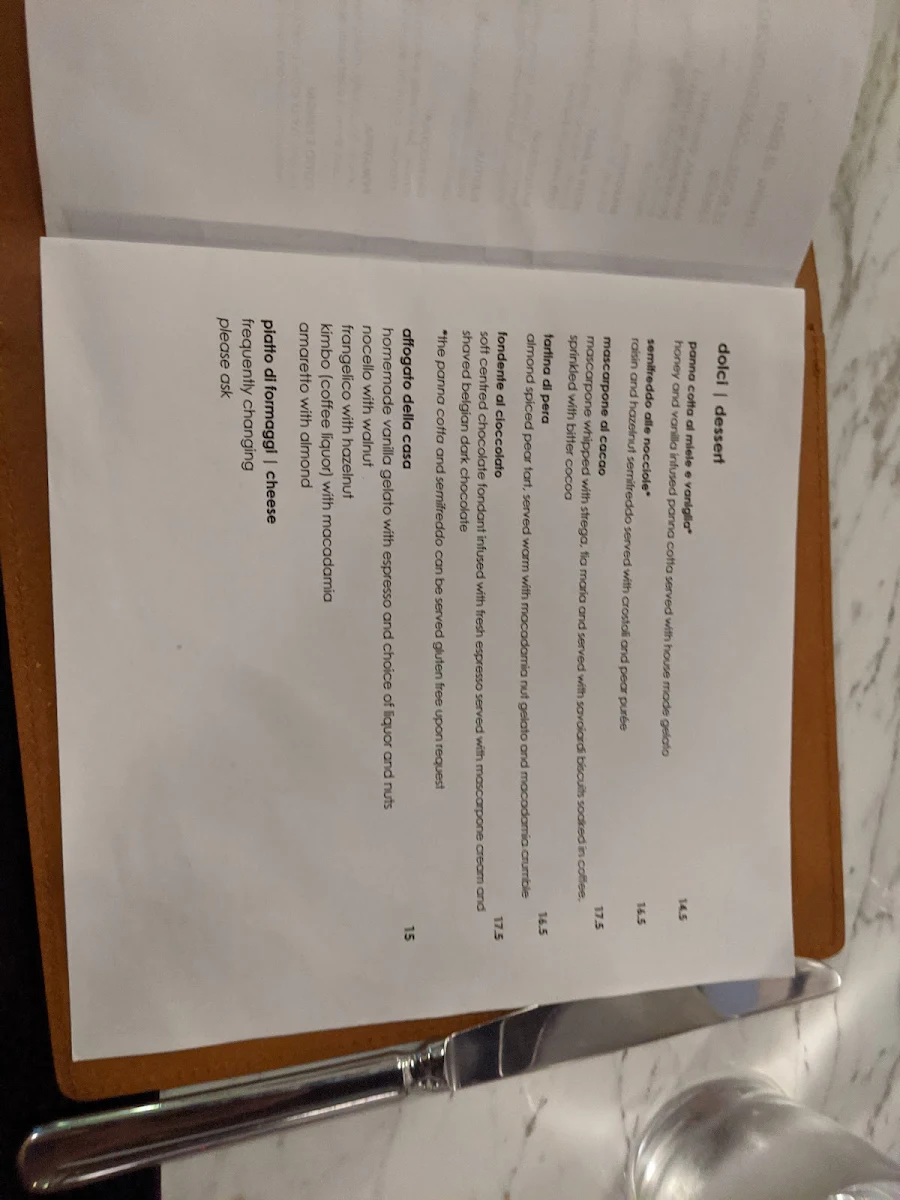 Menu, Ristorante Tartufo
