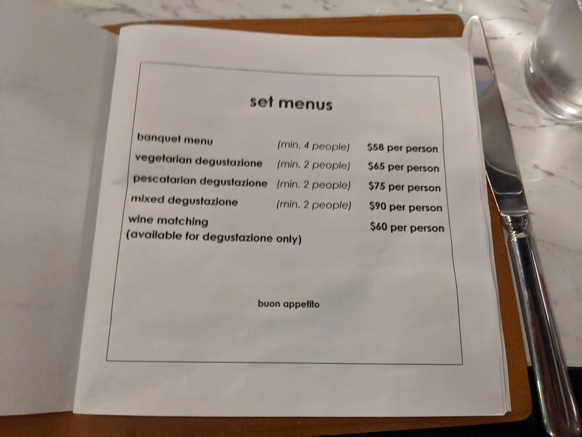 Menu, Ristorante Tartufo