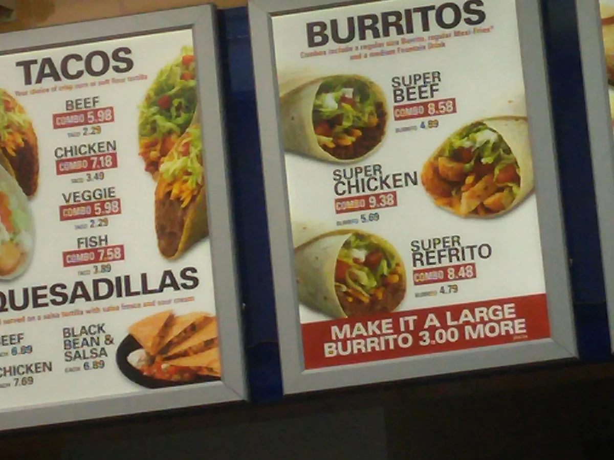 Menu, TacoTime