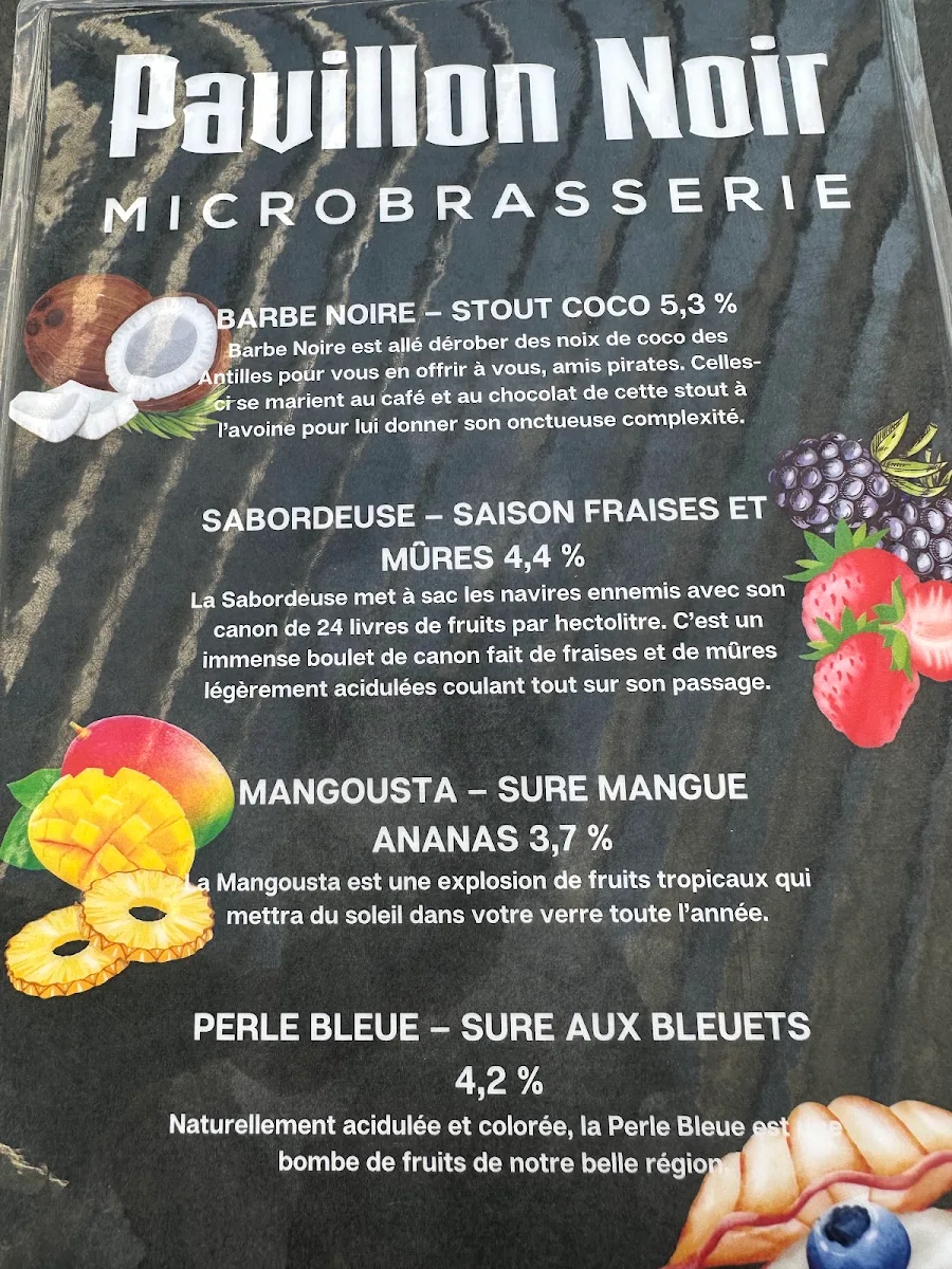 Menu, Au Pavillon Noir