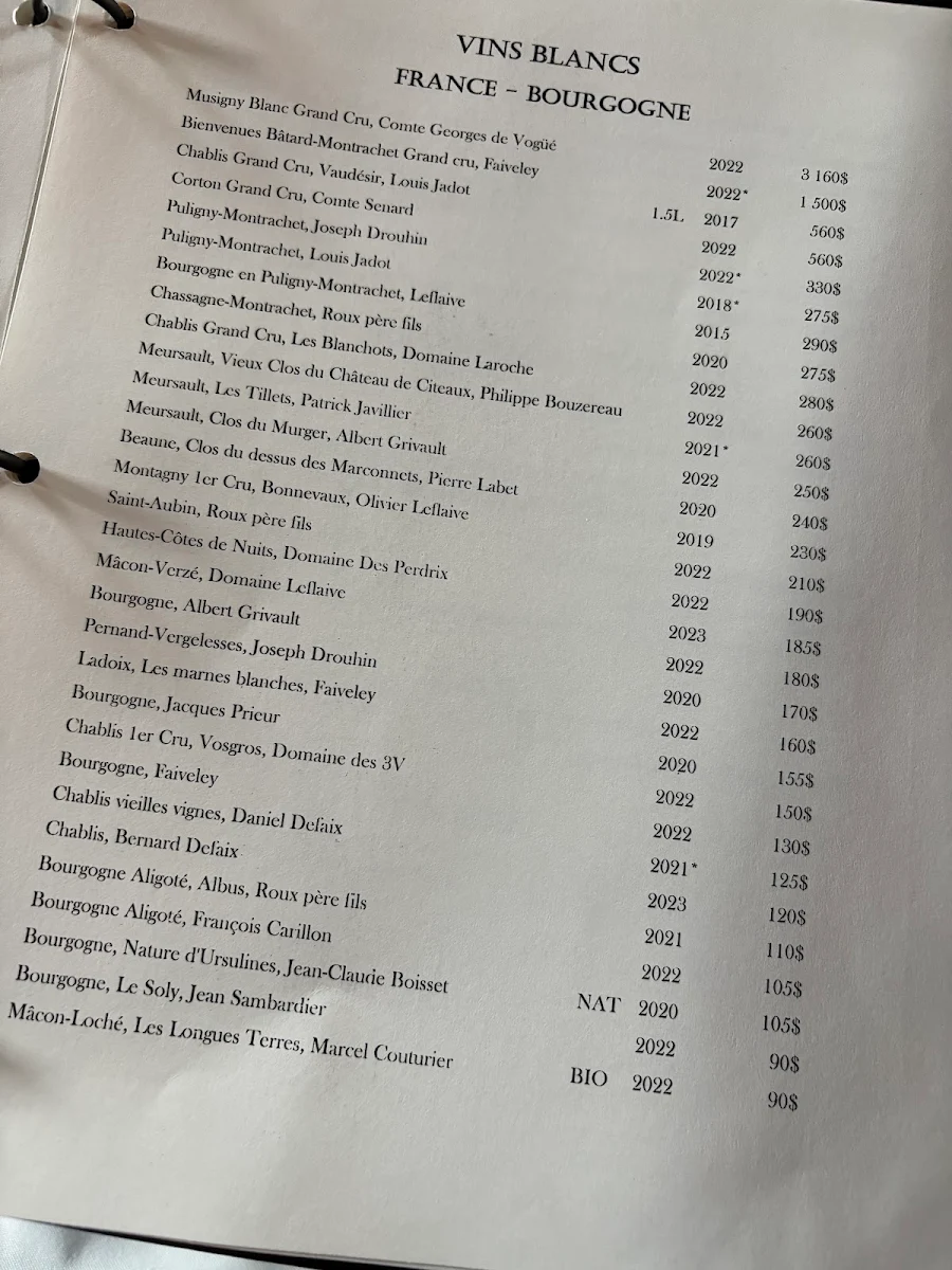 Menu, sEb L'artisan culinaire