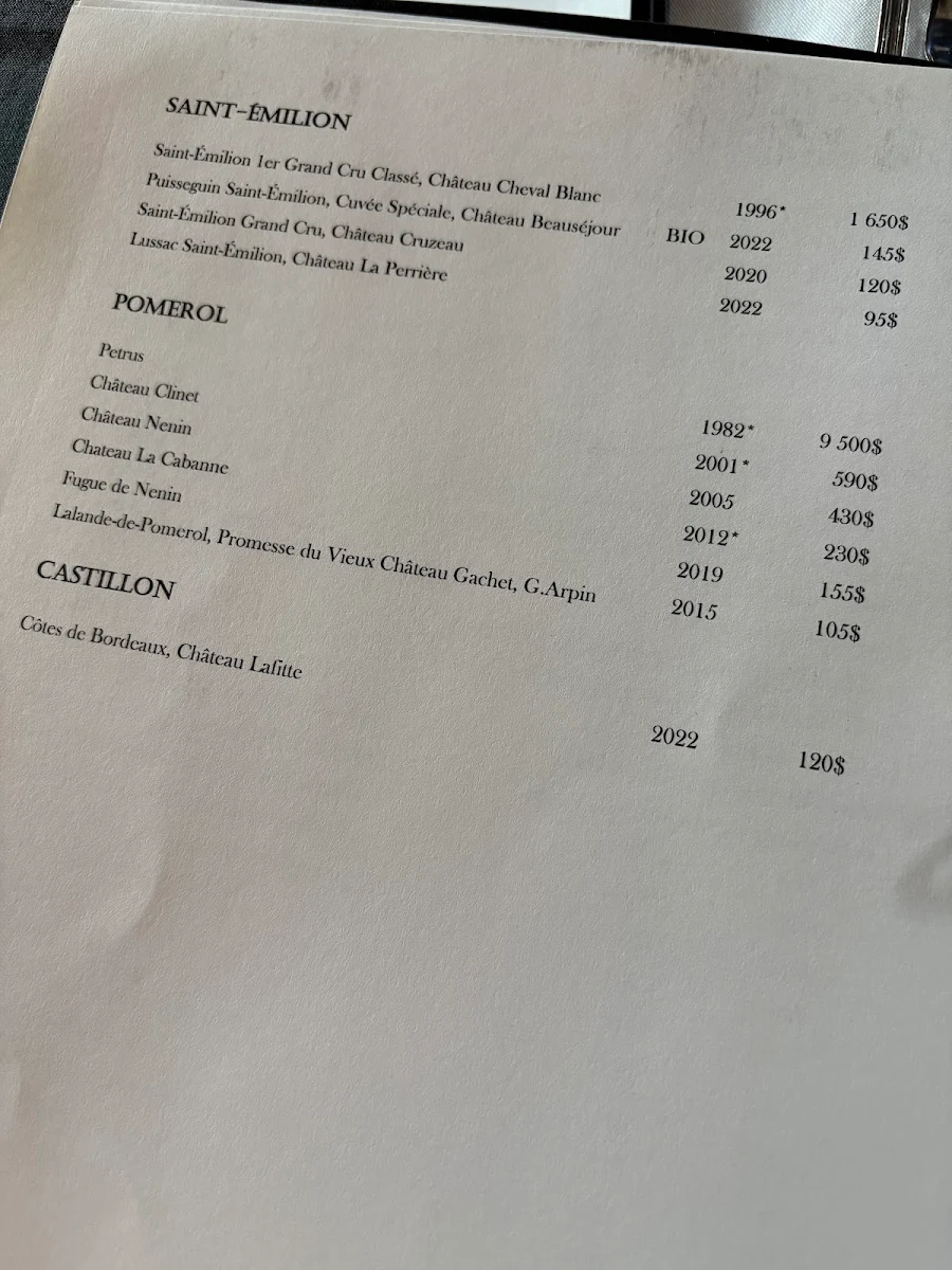 Menu, sEb L'artisan culinaire