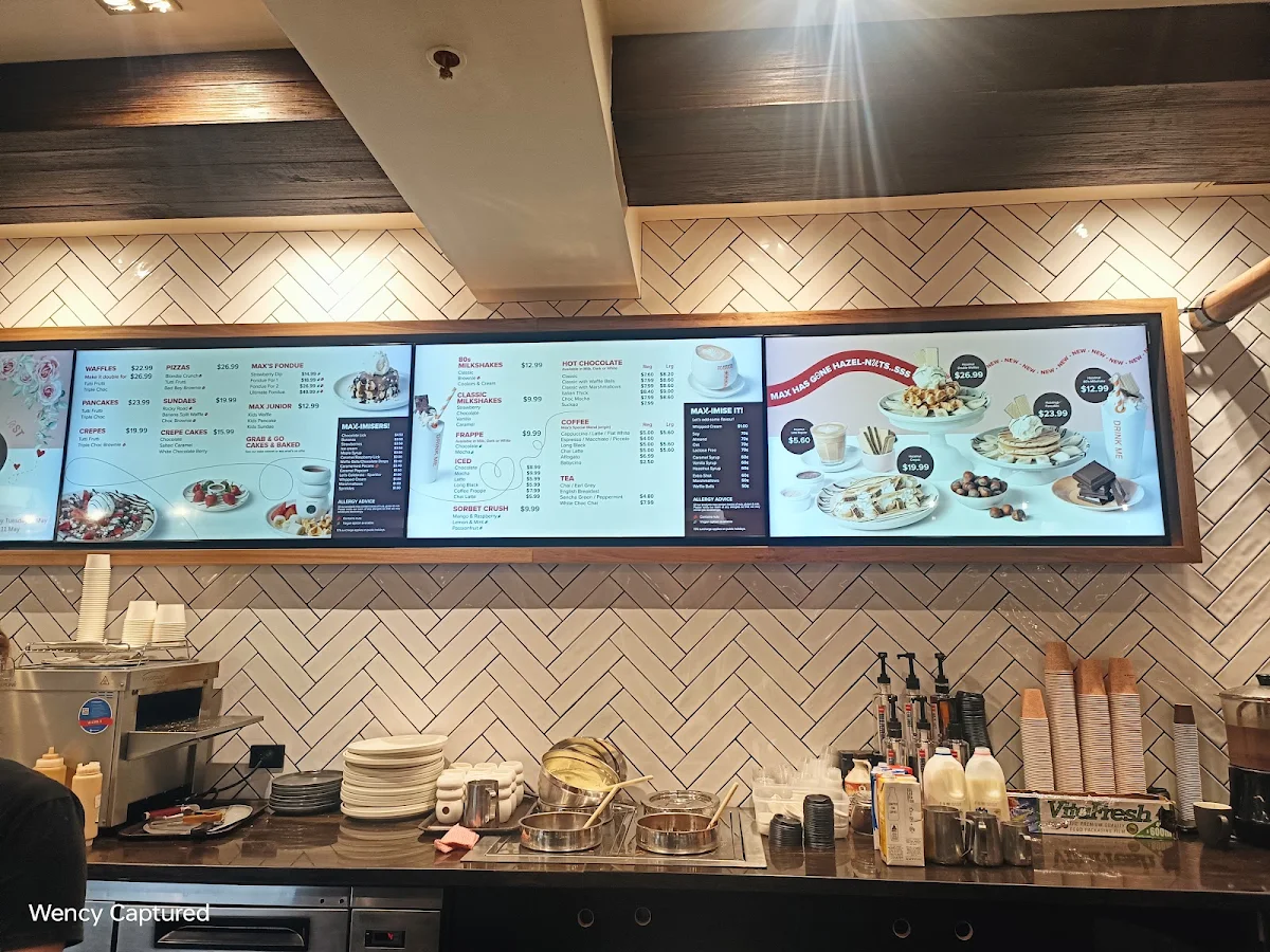Menu, Max Brenner - Parramatta