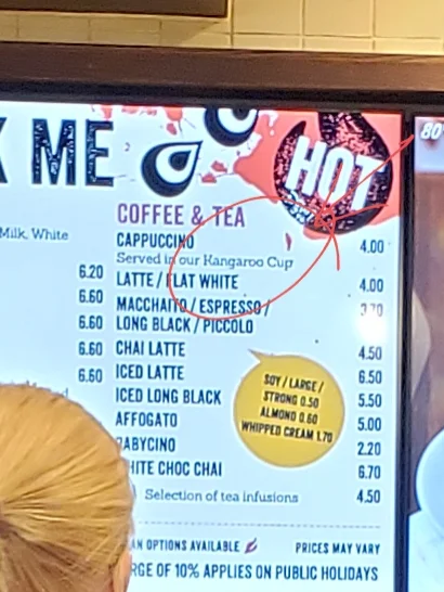 Menu, Max Brenner - Parramatta