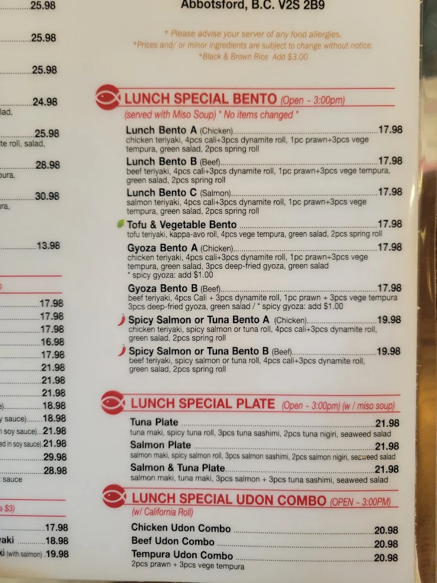 Menu, Kojan Sushi & Korean Food