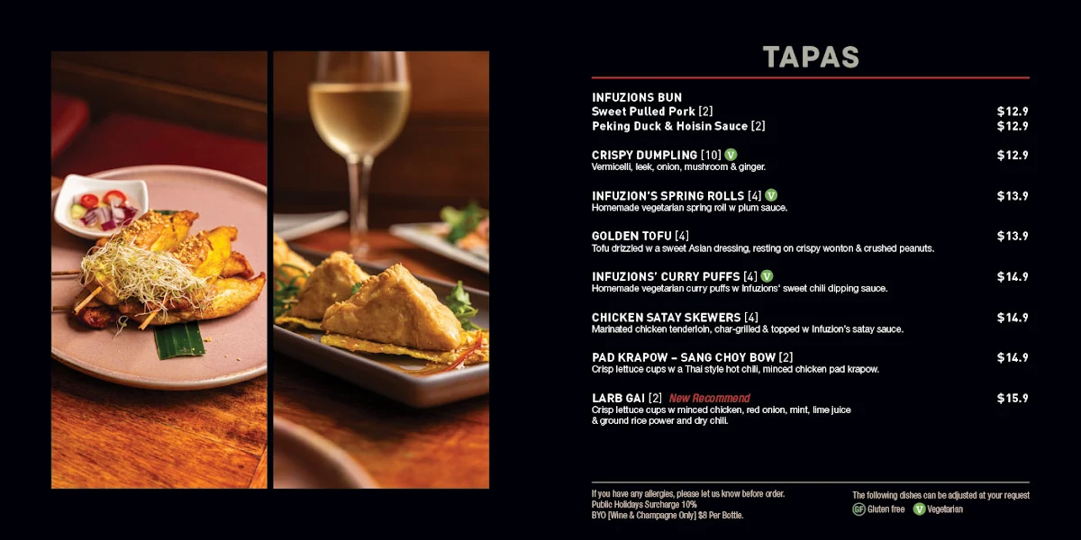 Menu, Infuzions Cammeray
