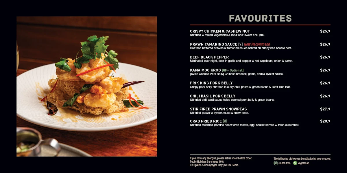 Menu, Infuzions Cammeray
