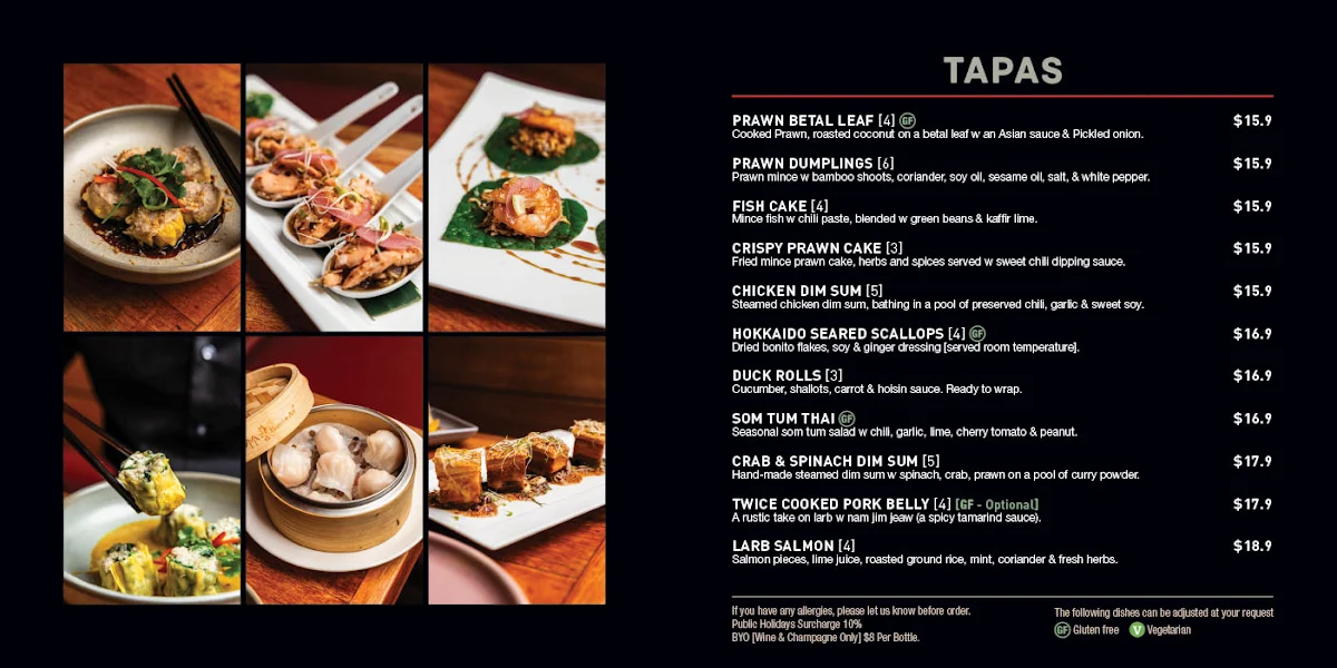 Menu, Infuzions Cammeray