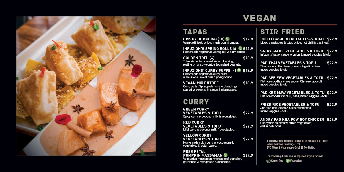 Menu, Infuzions Cammeray