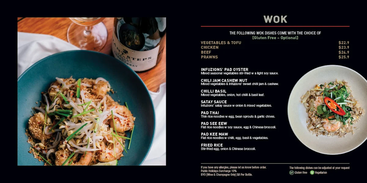 Menu, Infuzions Cammeray