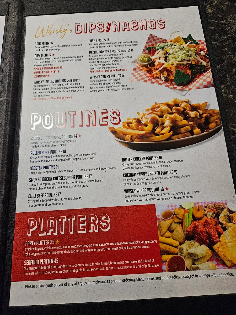 Menu, Whisky John's Oshawa