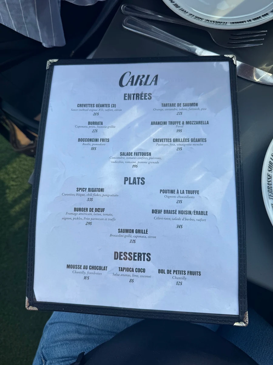 Menu, Terrasse Carla