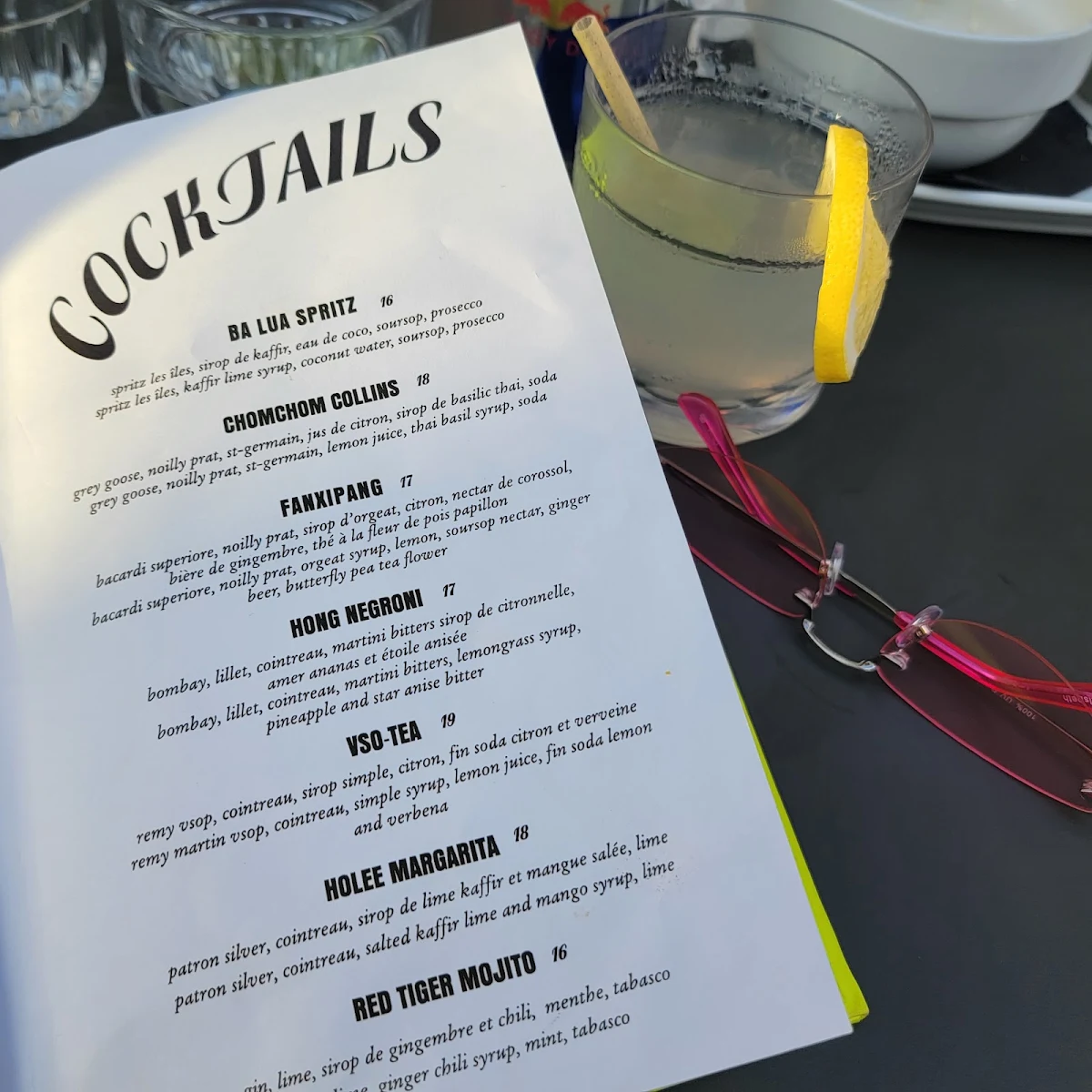 Menu, Terrasse Carla