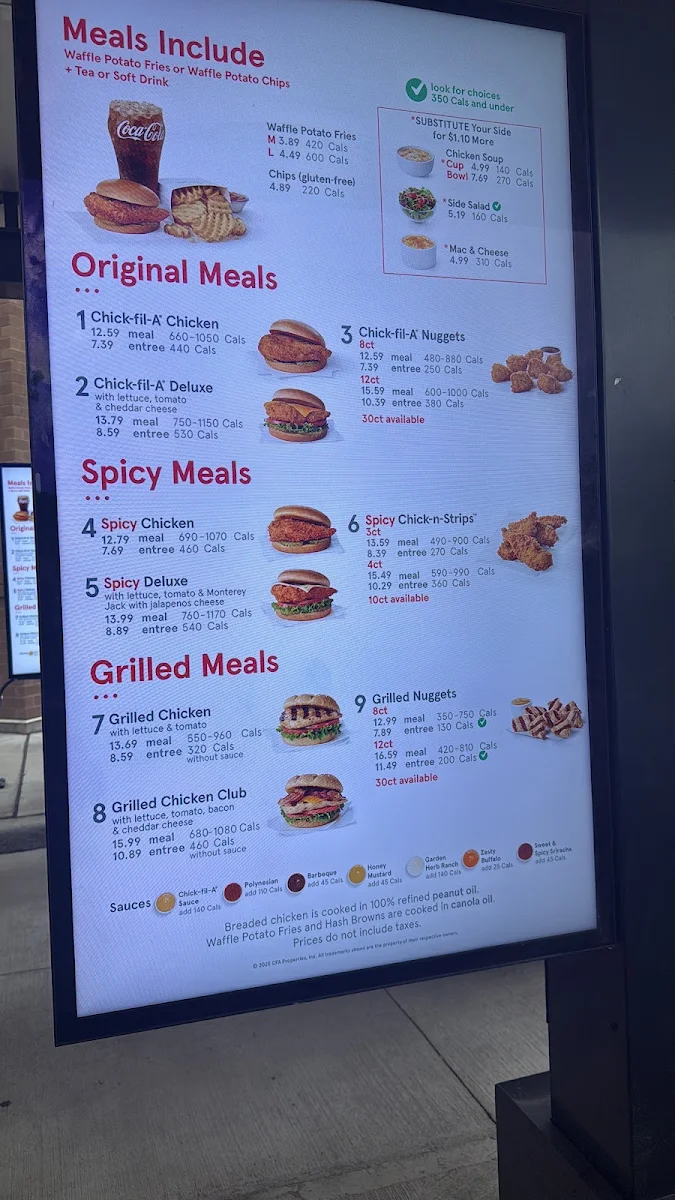 Menu, Chick-fil-A