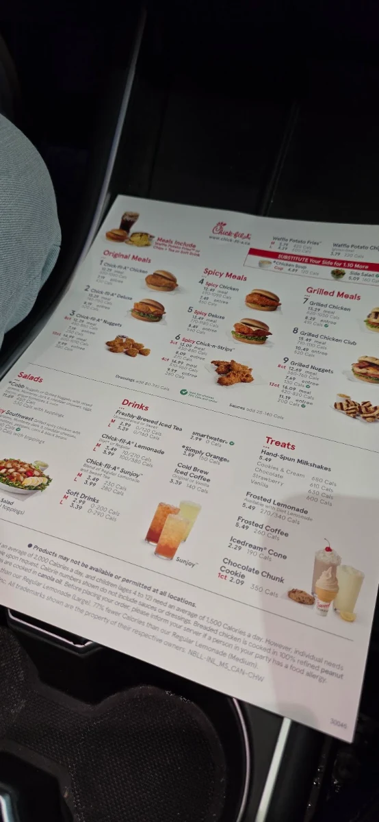 Menu, Chick-fil-A