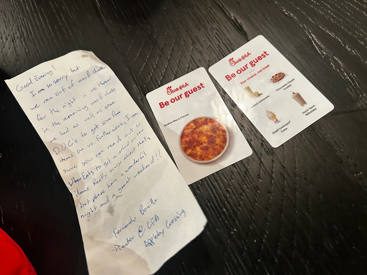 Menu, Chick-fil-A