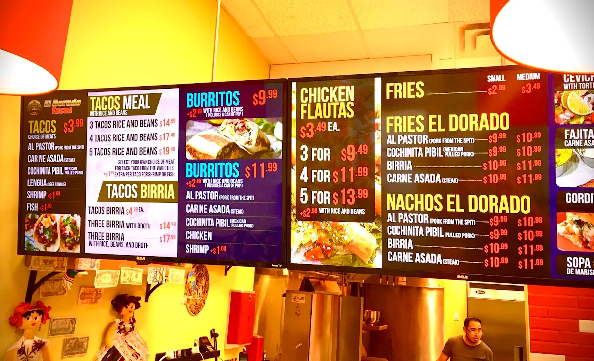 Menu, El Dorado Tacos