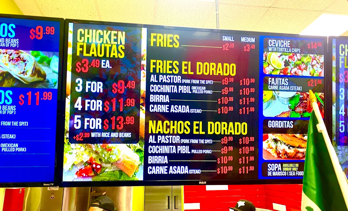 Menu, El Dorado Tacos