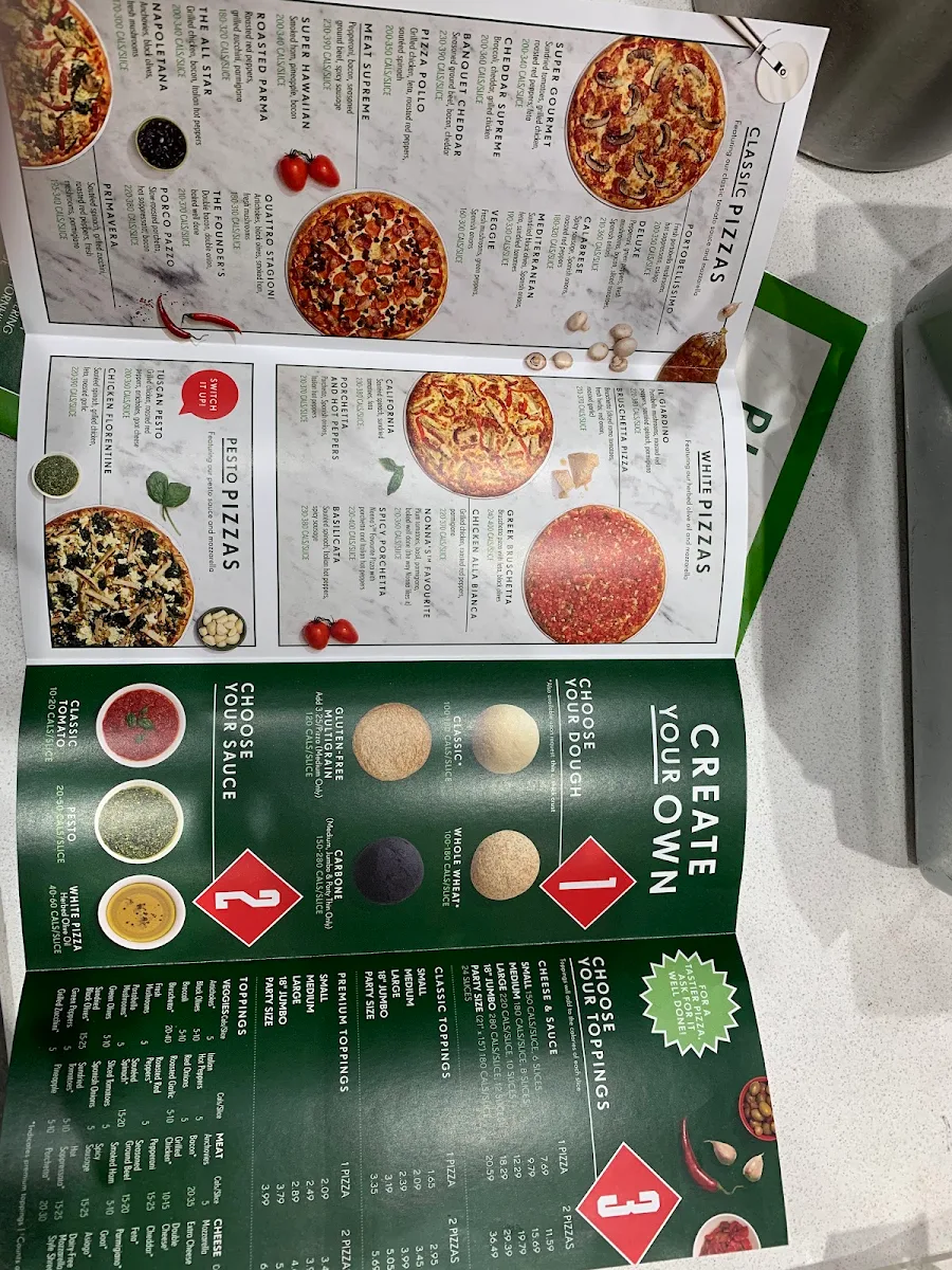Menu, Pizza Nova