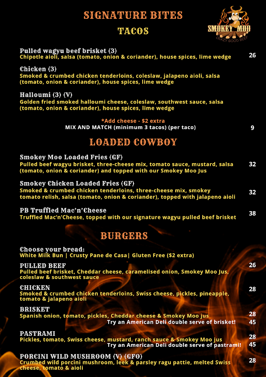 Menu, Smokey Moo