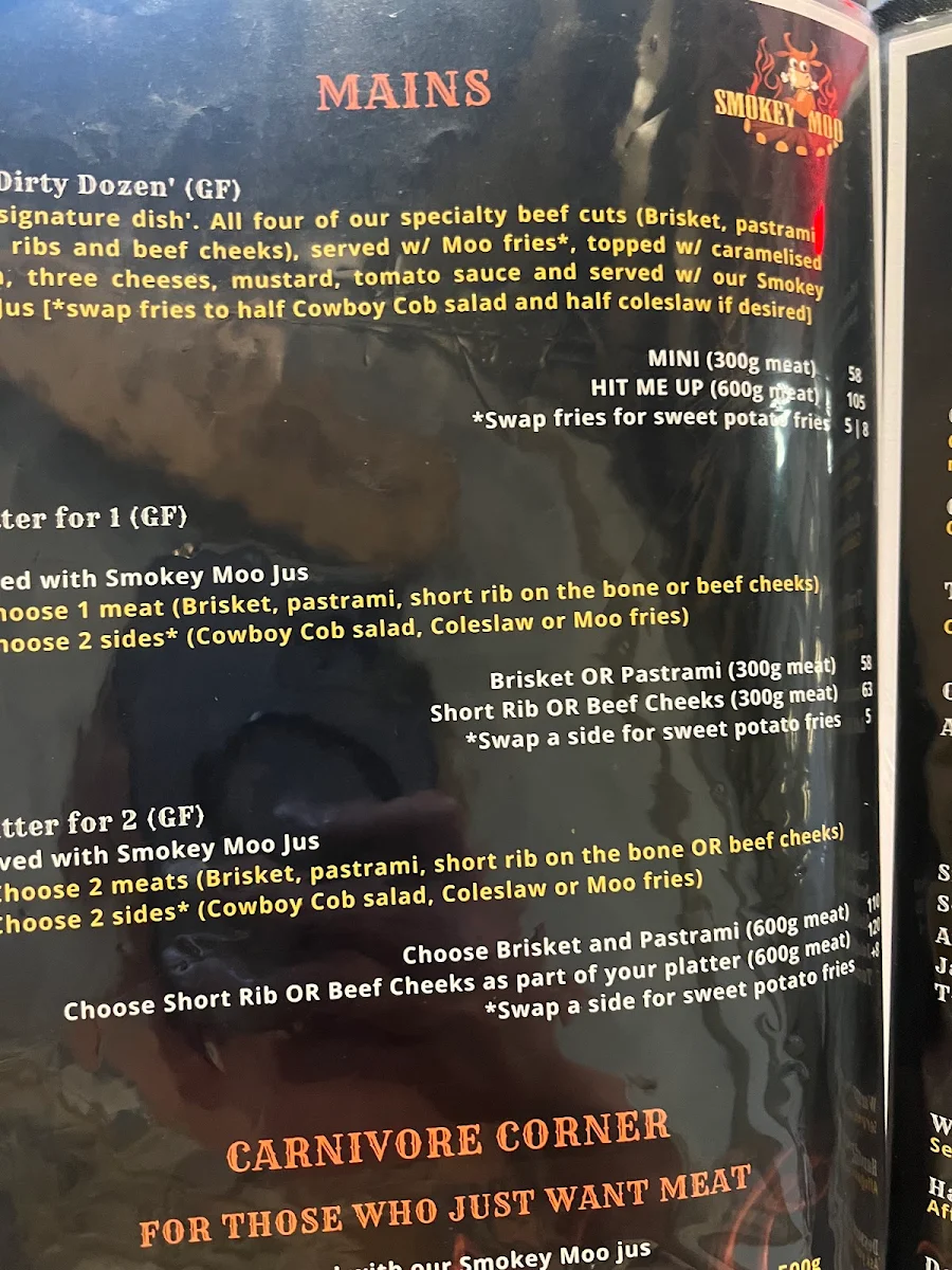 Menu, Smokey Moo