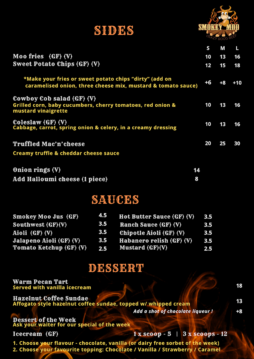 Menu, Smokey Moo