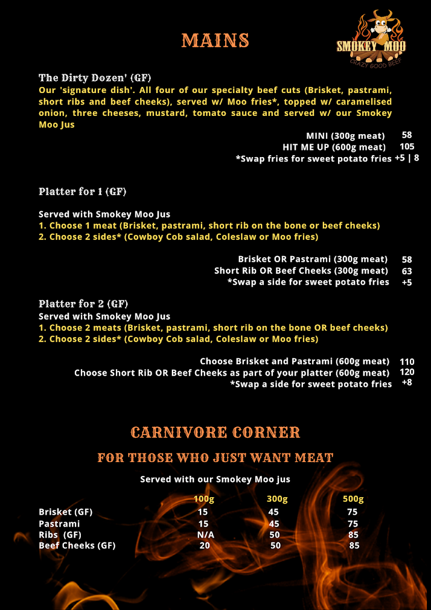 Menu, Smokey Moo