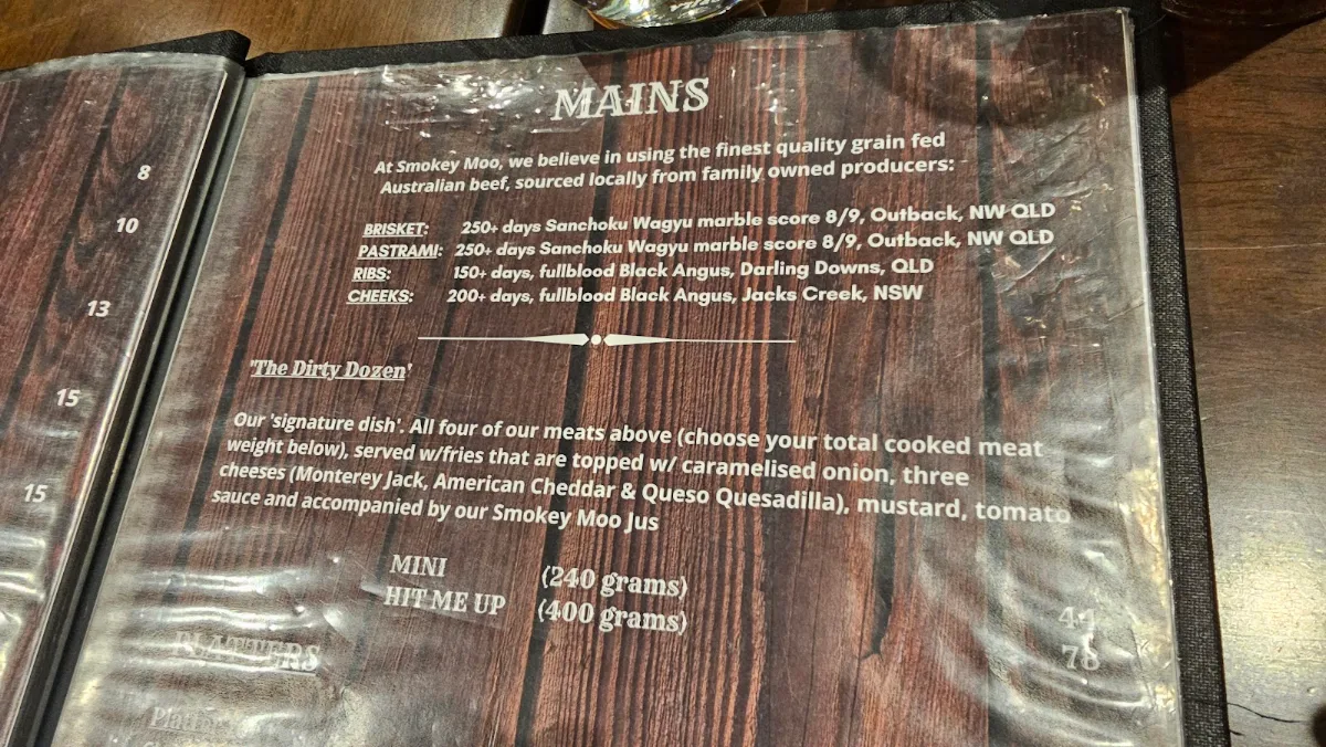 Menu, Smokey Moo