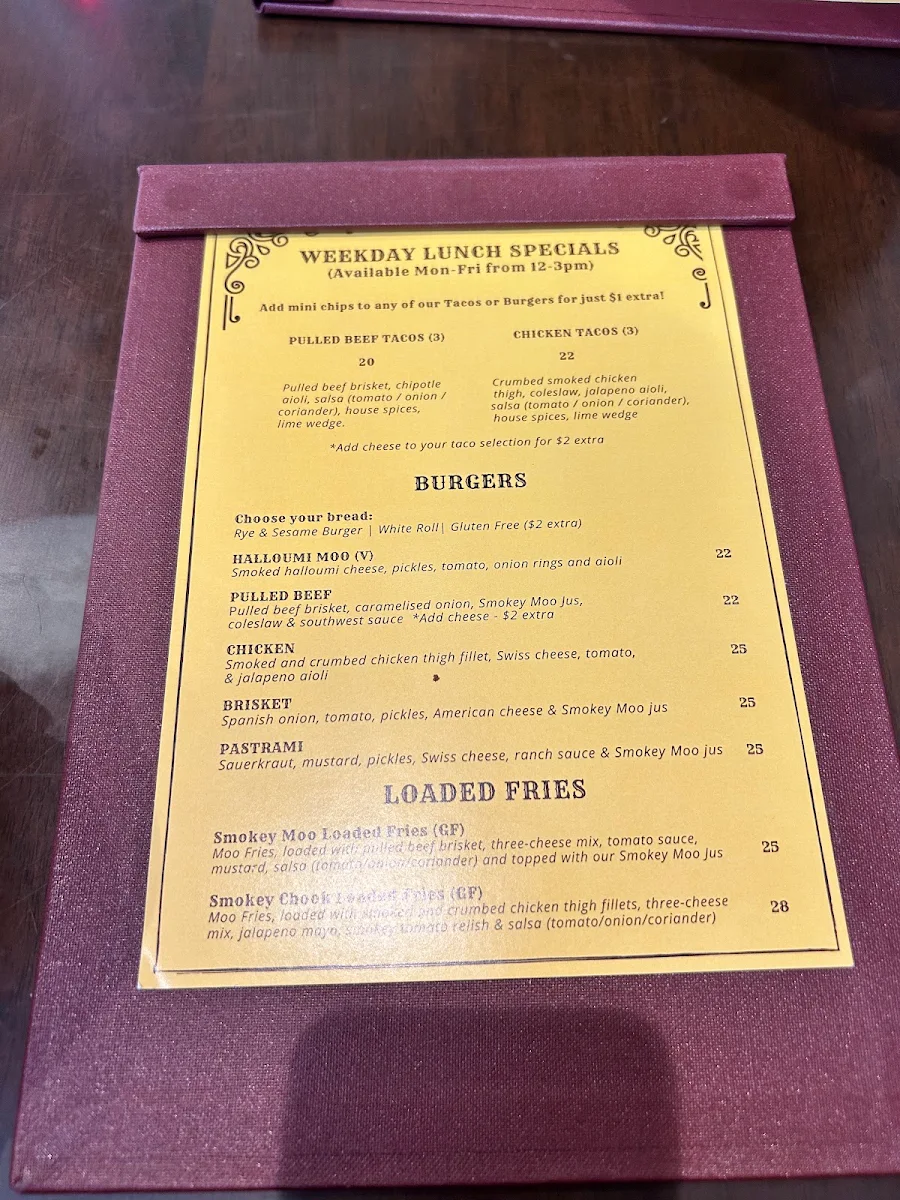 Menu, Smokey Moo