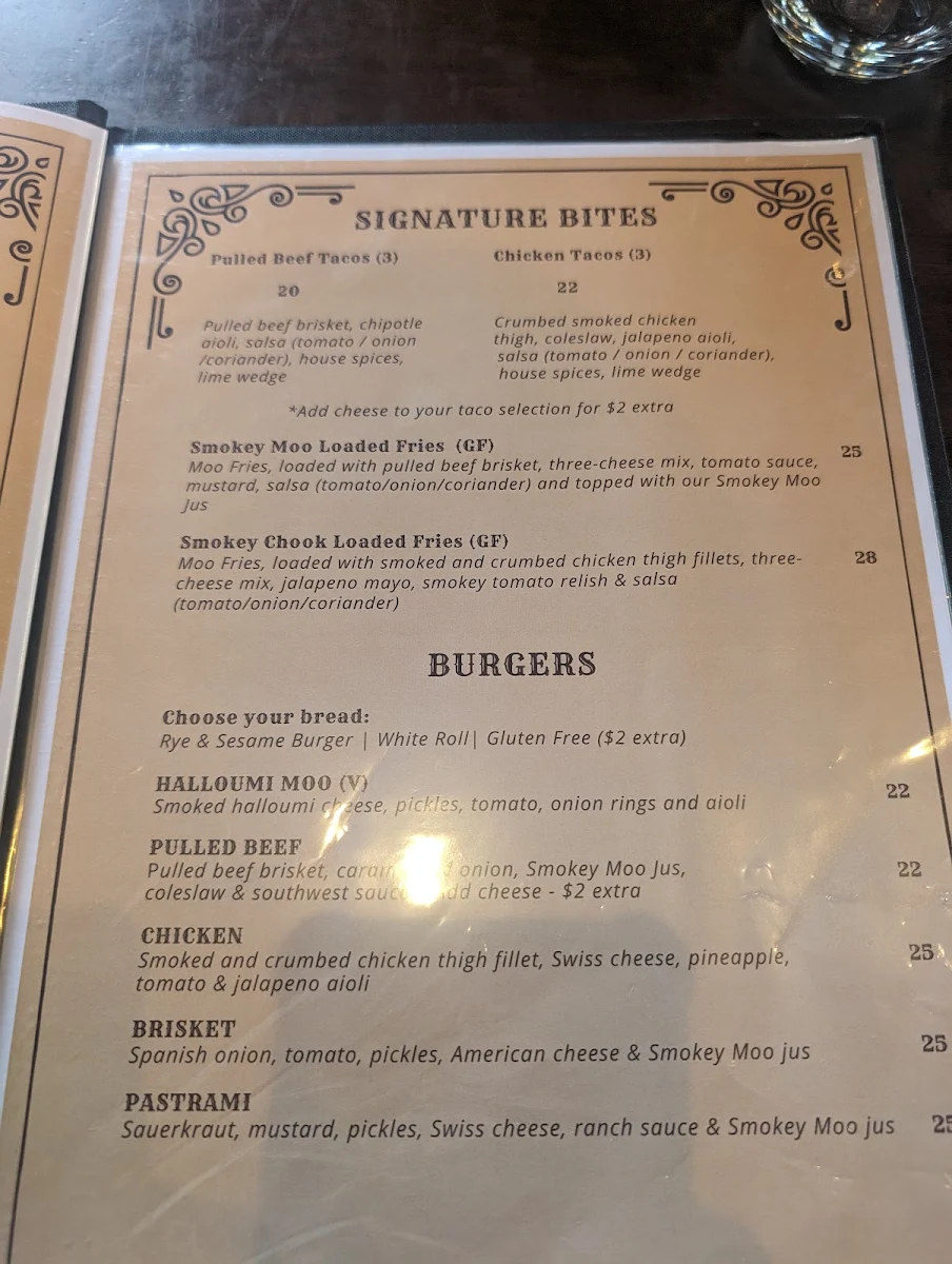 Menu, Smokey Moo